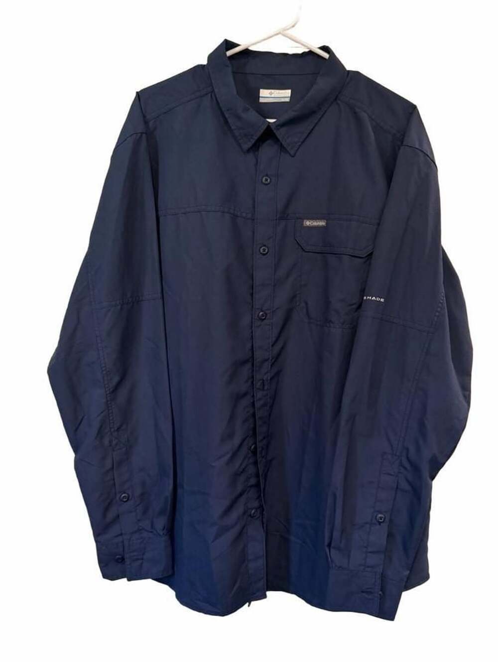 Columbia Sportswear Long Sleeve Button Down Shirt XL Navy Blue Omni-Shade